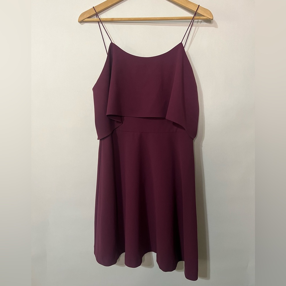Alice + Olivia Women’s Burgundy Kipp Layered Ruffled Mini Dress Size 6 - Picture 10 of 10
